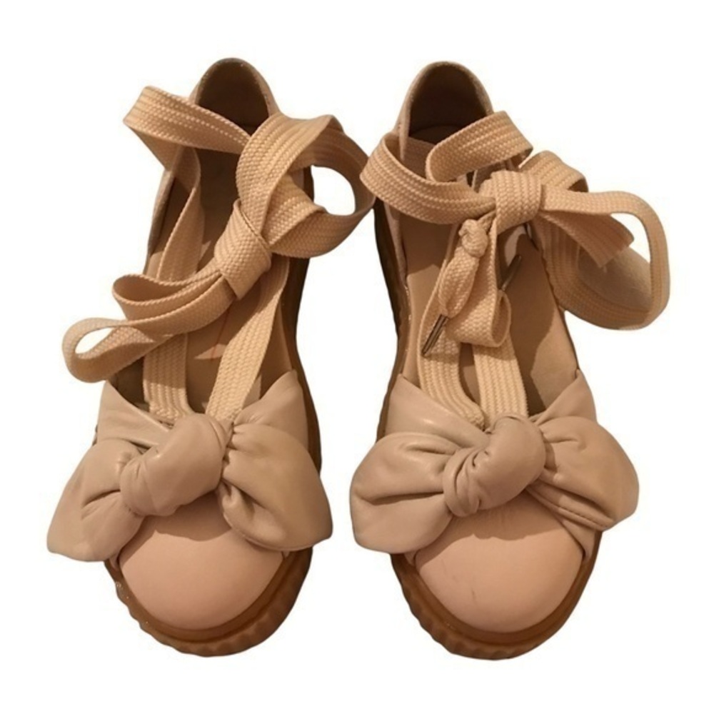 Puma Rihanna Fenty Bow Platform oatmeal beige shoes size 7.5